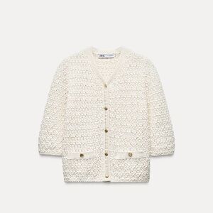 Zara Women's Cream Cardigan Sweater